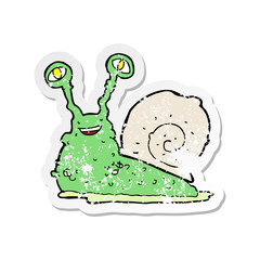 retro distressed sticker of a cartoon snail