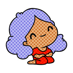 cartoon of a cute kawaii girl