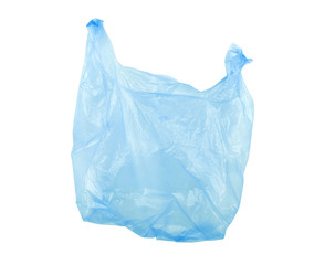 Obraz premium Clear disposable plastic bag on white background