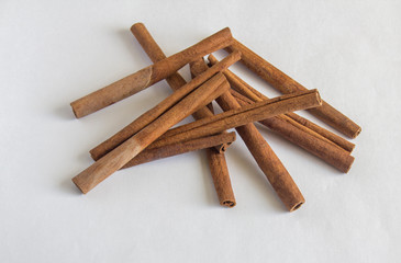 cinnamon sticks on white background