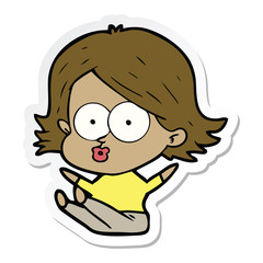 sticker of a cartoon girl pouting