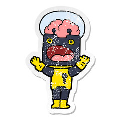 distressed sticker of a cartoon robot