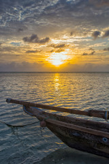 Boat of a fisherman on a tropical beach, Zanzibar, Tanzania