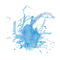 Blue color watercolor splash blot.abstract hand drawn watercolor blot background