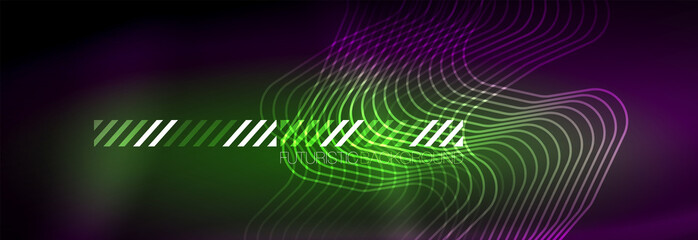 Fototapeta premium Glowing neon abstract lines, techno futuristic template