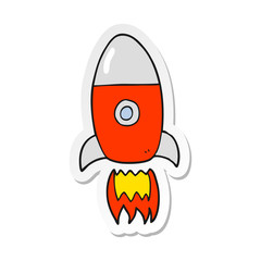 sticker of a cartoon flying rocket