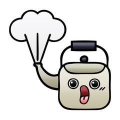 gradient shaded cartoon steaming kettle