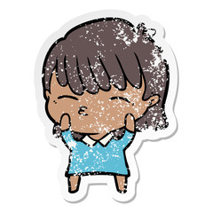 distressed sticker of a cartoon woman