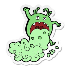 sticker of a cartoon gross monster being sick