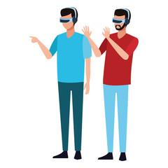 Friends with virtual reality glasses