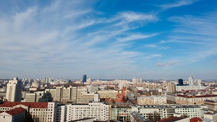 Obraz premium Aerial view of center of Minsk, Belarus in early spring