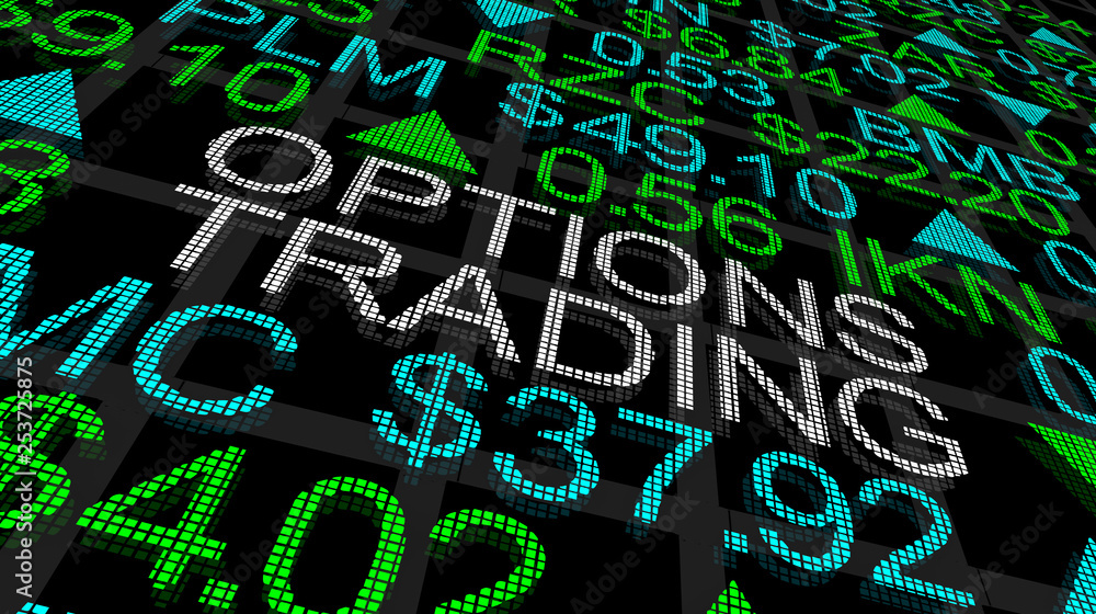 Wall mural options trading stock market ticker 3d illustration