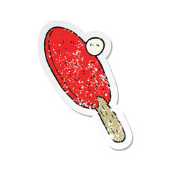 retro distressed sticker of a cartoon table tennis bat