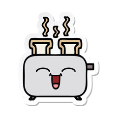 sticker of a cute cartoon of a toaster
