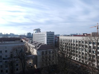 Fototapeta premium Aerial view of center of Minsk, Belarus in early spring