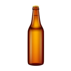 Brown Beer Bottle isolated on a white background. Vector illustration