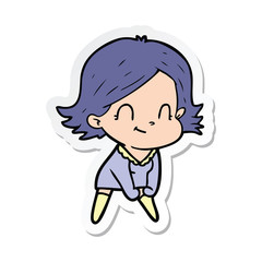 sticker of a cartoon friendly girl
