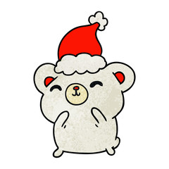christmas textured cartoon of kawaii polar bear