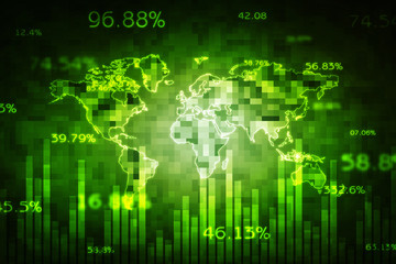 Stock Market Chart with graph and rows of currency, stock exchange and finance concept