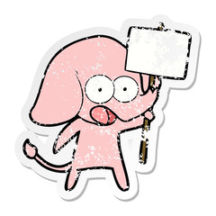 distressed sticker of a cute cartoon elephant