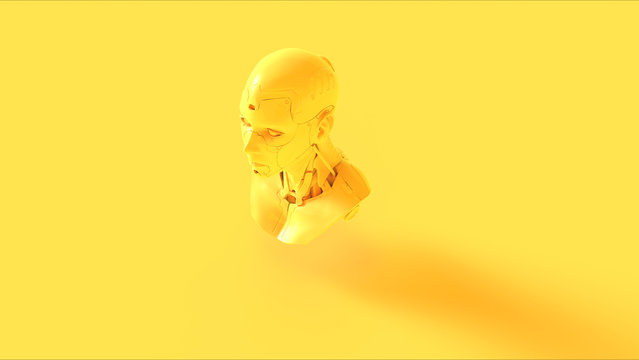Yellow Cyborg Bust 3d illustration 3d render