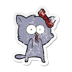 distressed sticker of a cartoon cat