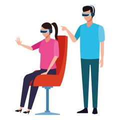 Fototapeta premium People playing with virtual reality technology