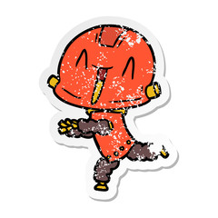 distressed sticker of a cartoon robot