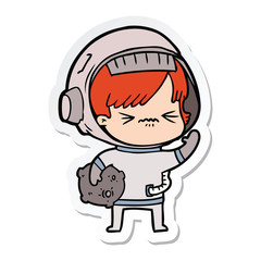 sticker of a cartoon astronaut woman