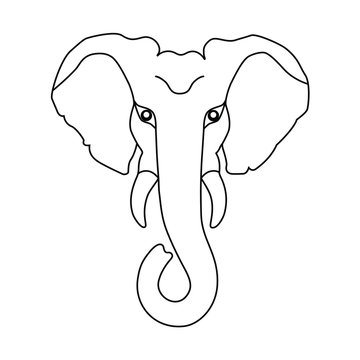 Head elephant isolated logo on white background. Graphic symbol elephant. Vector Illustration