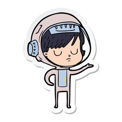 sticker of a cartoon astronaut woman