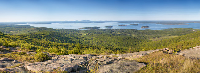 Panorama of Bar Harbor from Cadillac Mountain