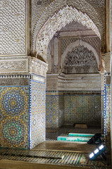 Decorated interior in the Saadian Tombs in Marrakech, Morocco