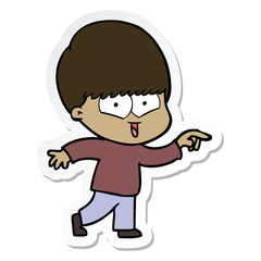 sticker of a cartoon happy boy