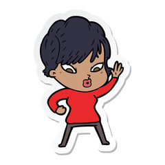 sticker of a cartoon woman