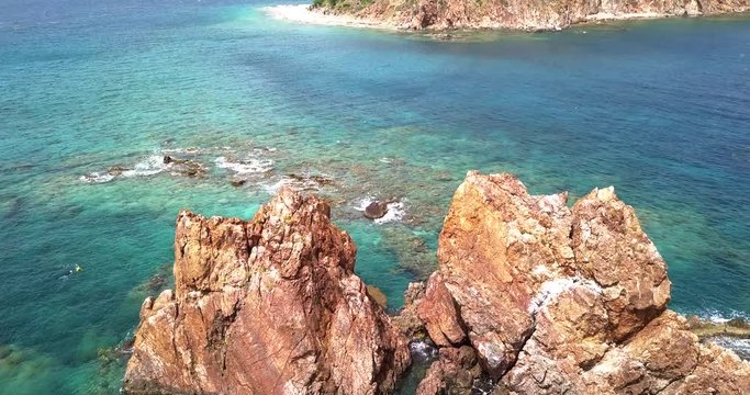 Beautiful 4k drone footage of an island in the Caribbean