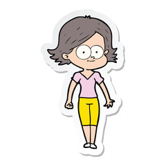 sticker of a happy cartoon girl
