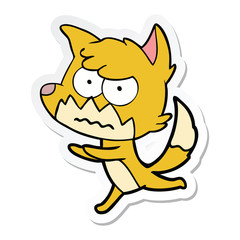 sticker of a cartoon annoyed fox