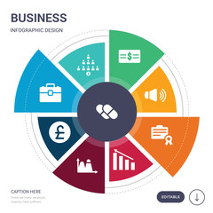 set of 9 simple business vector icons. contains such as poison pill, ponzi scheme, portfolio, pound, poverty trap, precipice bonds, preference shares icons and others. editable infographics design