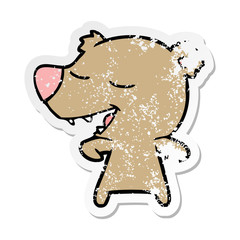 distressed sticker of a cartoon bear