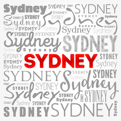 Sydney wallpaper word cloud, travel concept background