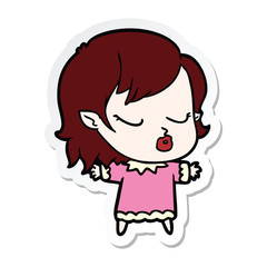 sticker of a cute cartoon vampire girl