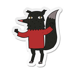 sticker of a cartoon wolf