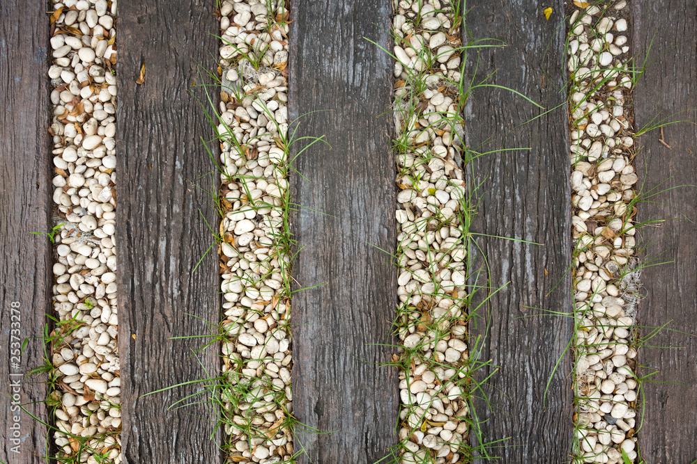 Poster Patterned floor walkway in the park.