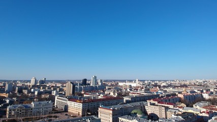 Aerial view of Minsk, Belarus near main train station