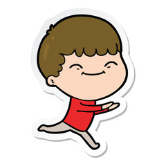 sticker of a cartoon happy boy
