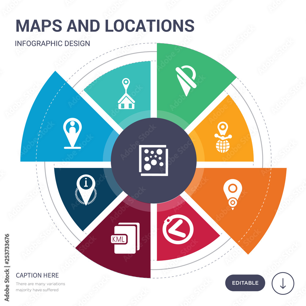 Poster set of 9 simple maps and locations vector icons. contains such as heat map, home location, human loc