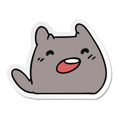 sticker cartoon of a kawaii cat