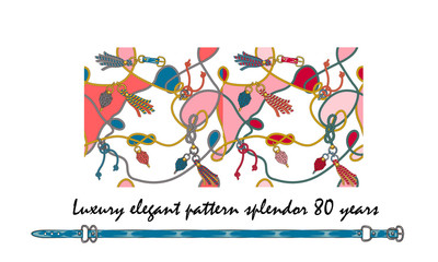 set Luxurious elegant pattern with fashion accessories the splendor of the 80s in the color of live...