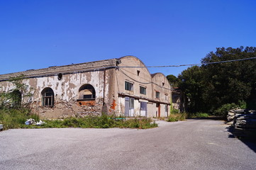 Abandoned buildings of the old dock, Livorno, Tuscany, Italy
